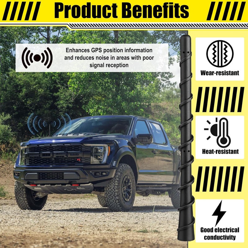 BFXM Black Spiral Bending Antenna, Waterproof Car Rubber Antennas, 7 Inch Auto Toppers Flexible Retrofit Antenna with Screw, Exterior Car Accessories for Car Radio AM FM for Trucks, Cars, SUVs - Image 4